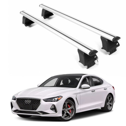 ERKUL Roof Rack Crossbars For GENESIS G70 2019-2026 Naked Roof Aluminum Silver