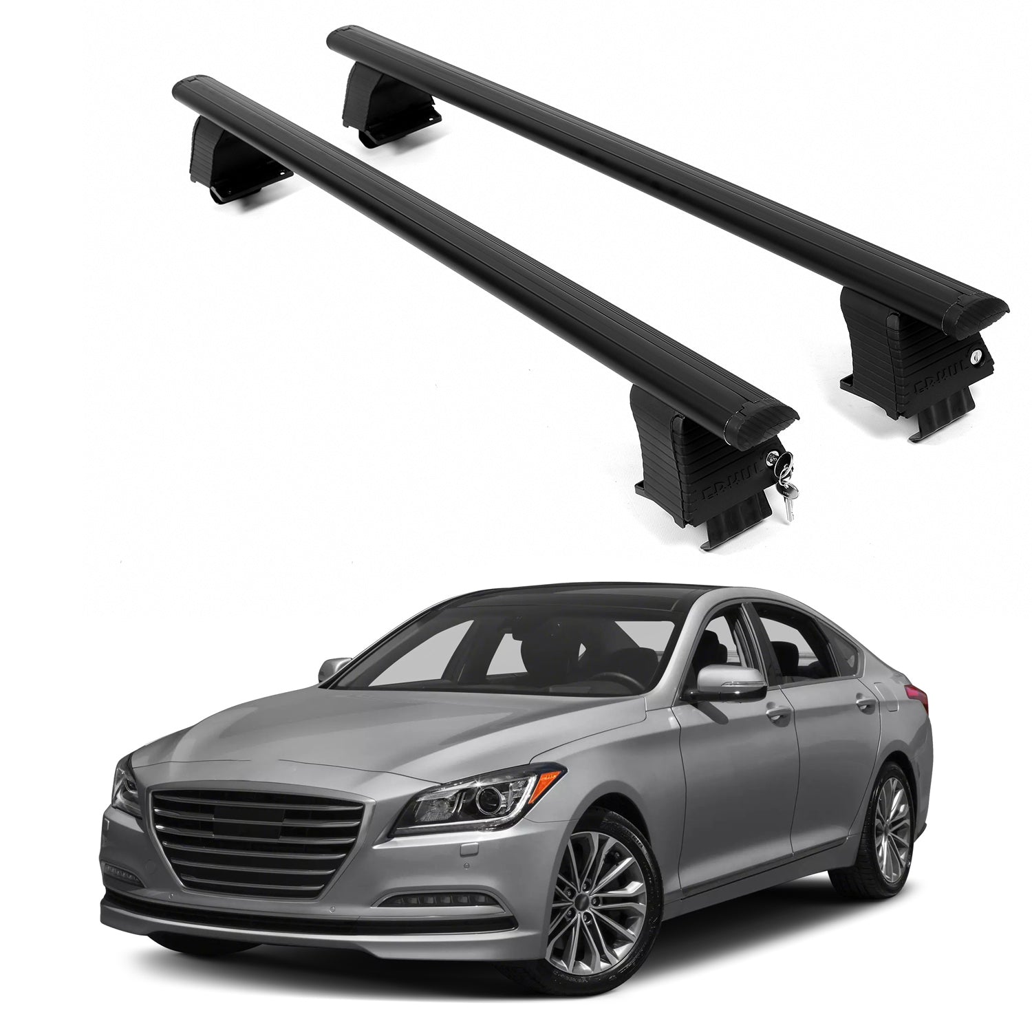 ERKUL Roof Rack Crossbars For GENESIS G80 2017-2020 Naked Roof Aluminum Black