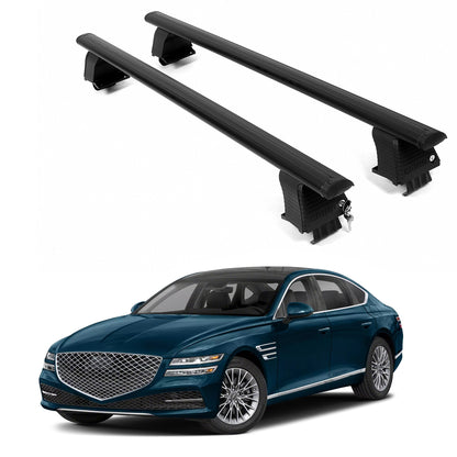 ERKUL Roof Rack Crossbars For GENESIS G80 2021-2026 Naked Roof Aluminum Black