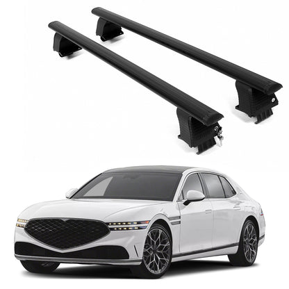 ERKUL Roof Rack Crossbars For GENESIS G90 2023-2026 Naked Roof Aluminum Black