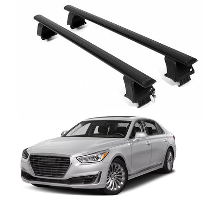 ERKUL Roof Rack Crossbars For GENESIS G90 2017-2022 Naked Roof Aluminum Black