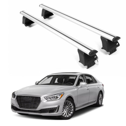 ERKUL Roof Rack Crossbars For GENESIS G90 2017-2022 Naked Roof Aluminum Silver