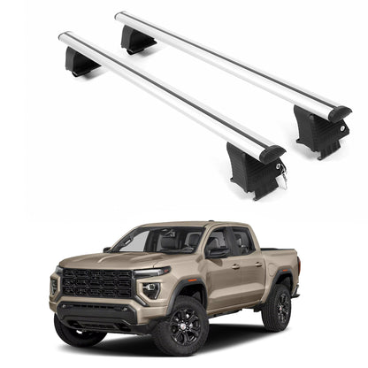ERKUL Roof Rack Crossbars For GMC CANYON 2023-2026 Naked Roof Aluminum Silver