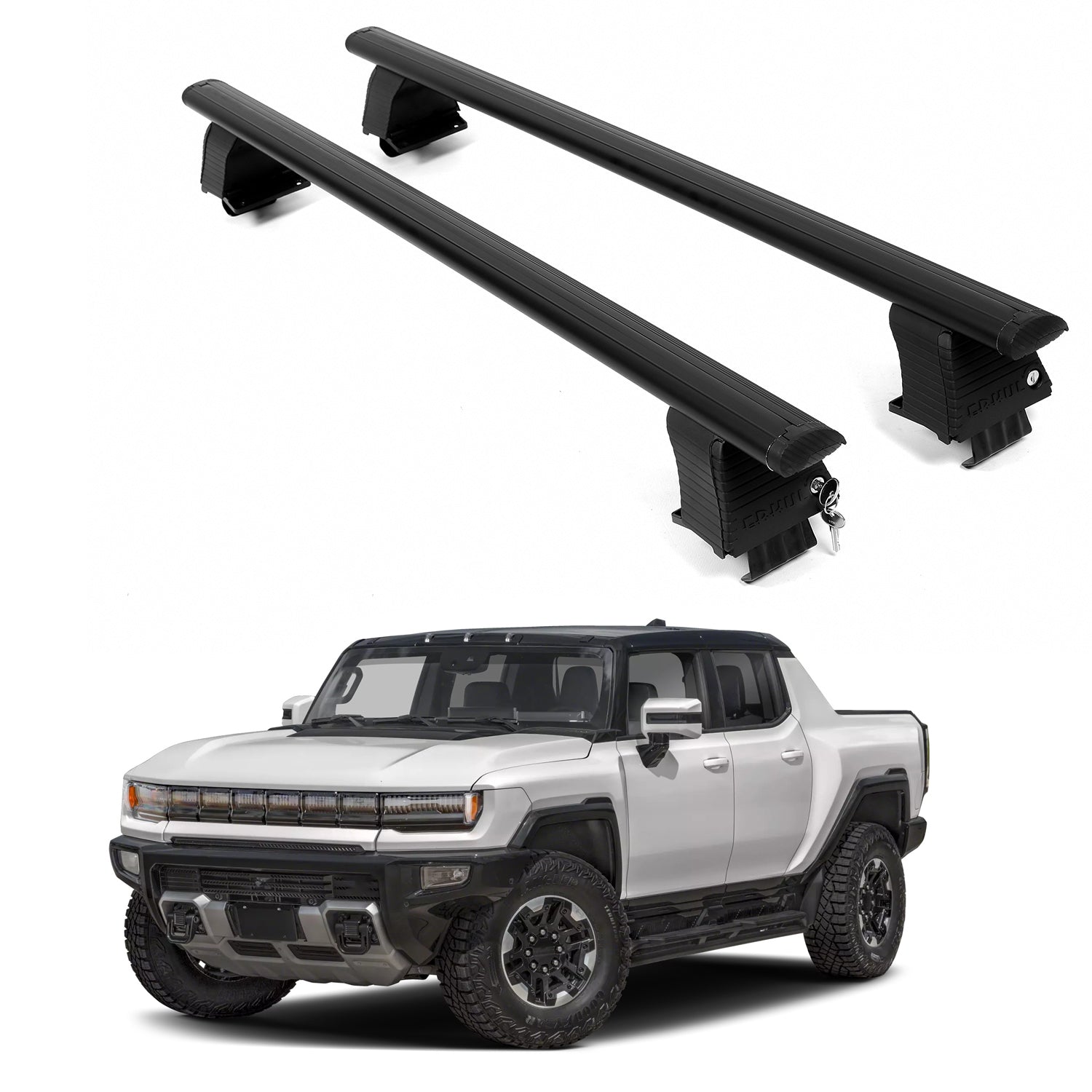 ERKUL Roof Rack Crossbars For GMC HUMMER EV 2022-2026 Naked Roof Aluminum Black