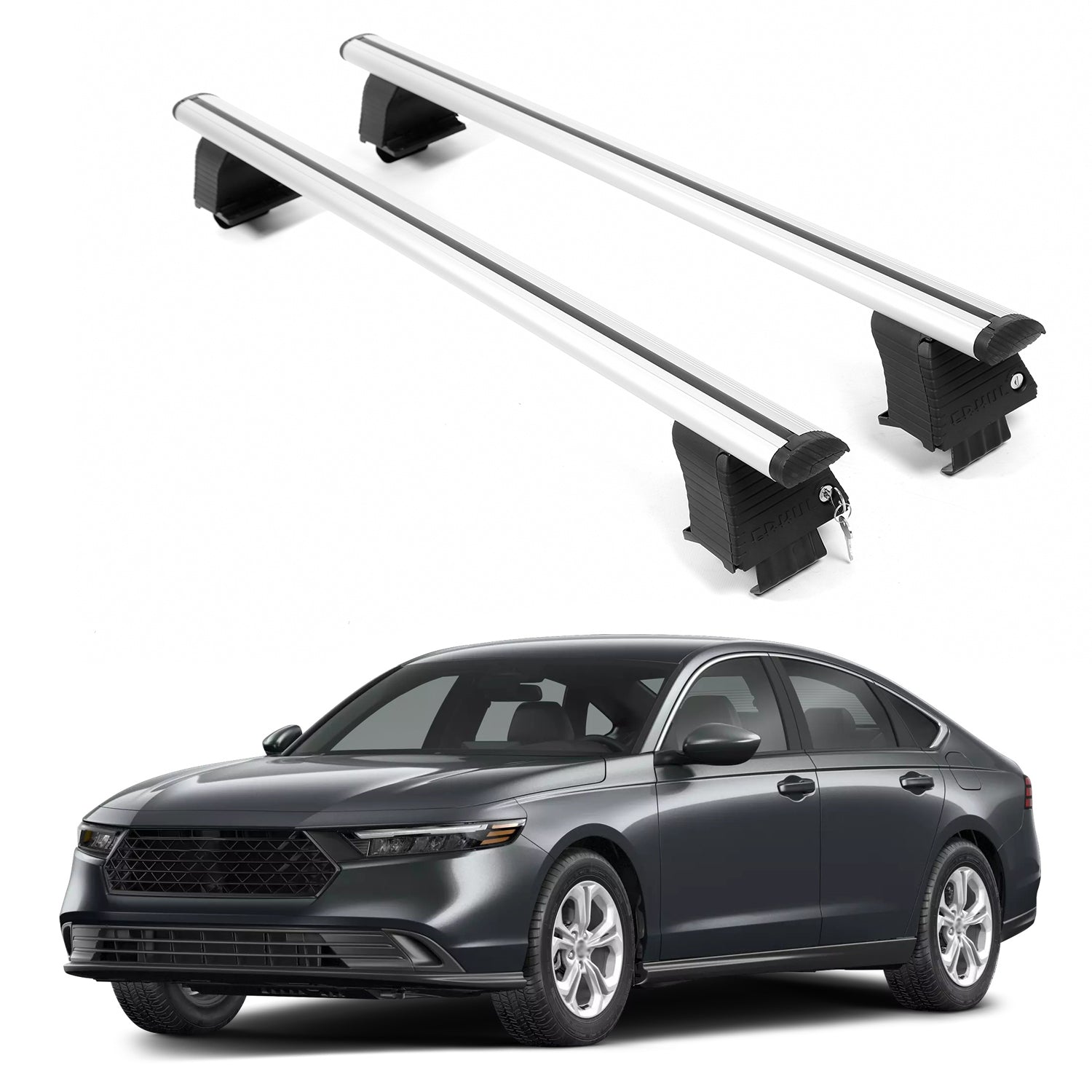 ERKUL Roof Rack Crossbars For HONDA ACCORD 2023-2026 Naked Roof Aluminum Silver