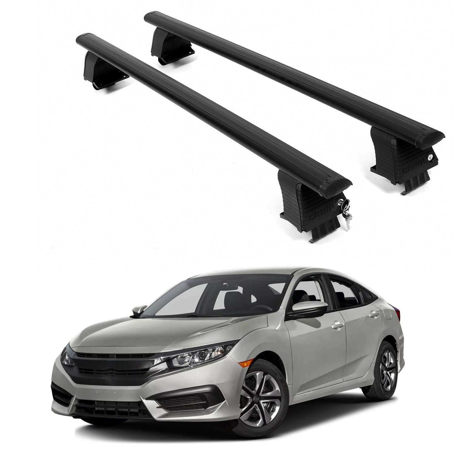 ERKUL Roof Rack Crossbars For HONDA CIVIC 2016-2021 Naked Roof Aluminum Black