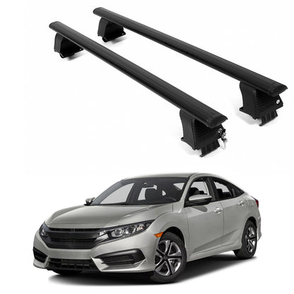 ERKUL Roof Rack Crossbars For HONDA CIVIC 2016-2021 Naked Roof Aluminum Black