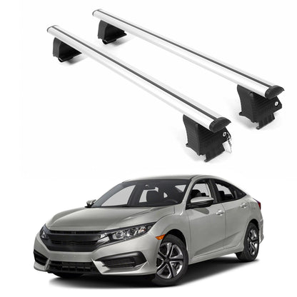 ERKUL Roof Rack Crossbars For HONDA CIVIC 2016-2021 Naked Roof Aluminum Silver