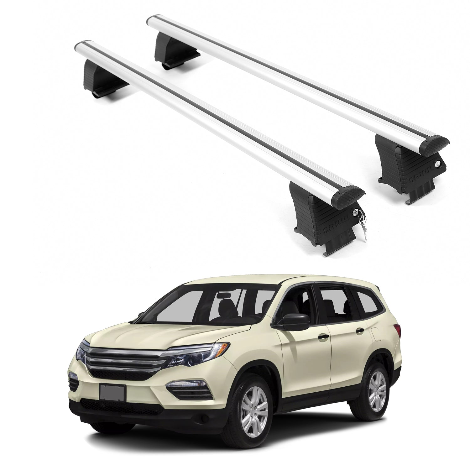 ERKUL Roof Rack Crossbars For HONDA PILOT 2016-2022 Naked Roof Aluminum Silver