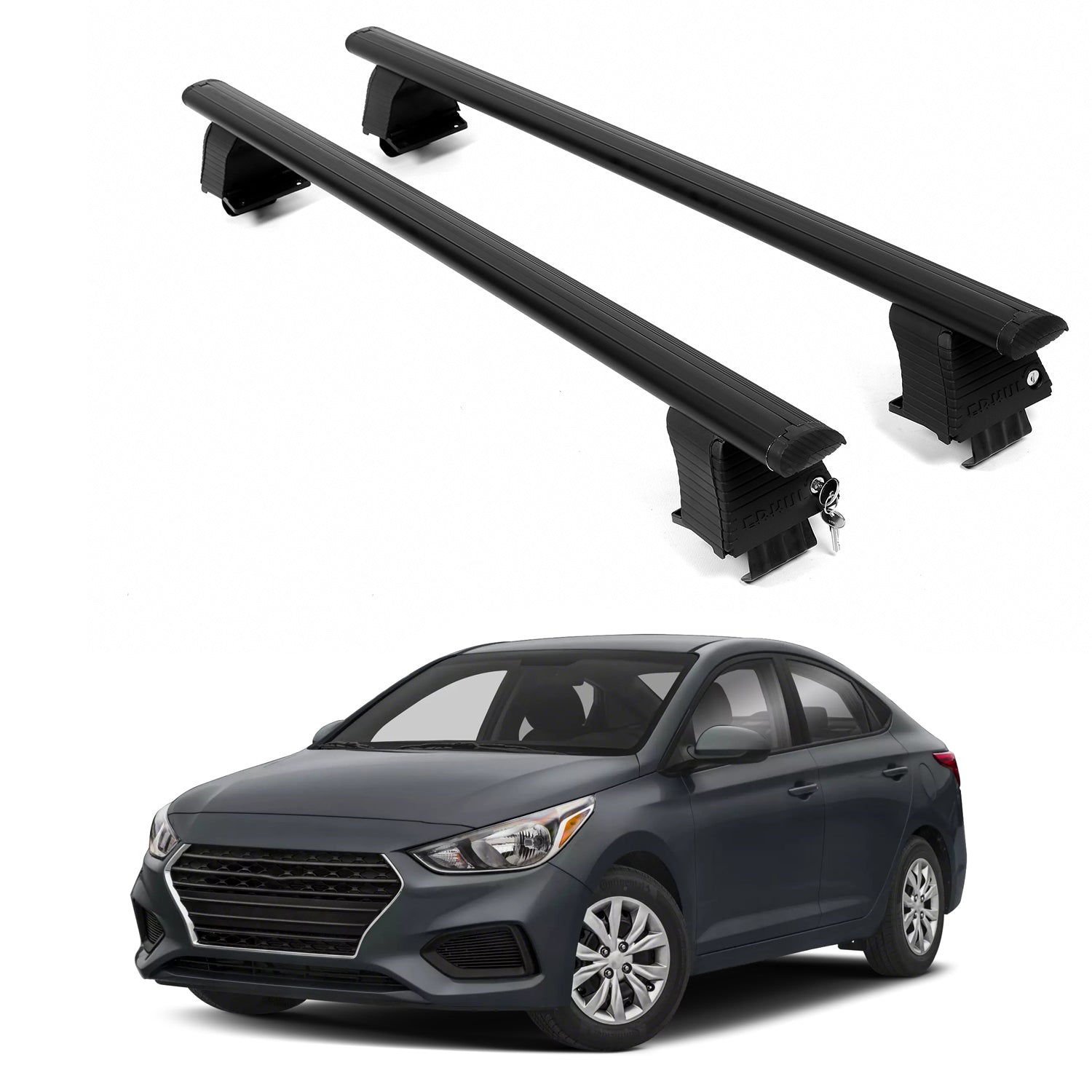 ERKUL Roof Rack Crossbars For HYUNDAI ACCENT 2018-2022 Naked Roof Aluminum Black
