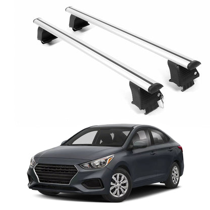 ERKUL Roof Rack Crossbars For HYUNDAI ACCENT 2018-2022 Naked Roof Aluminum Silver
