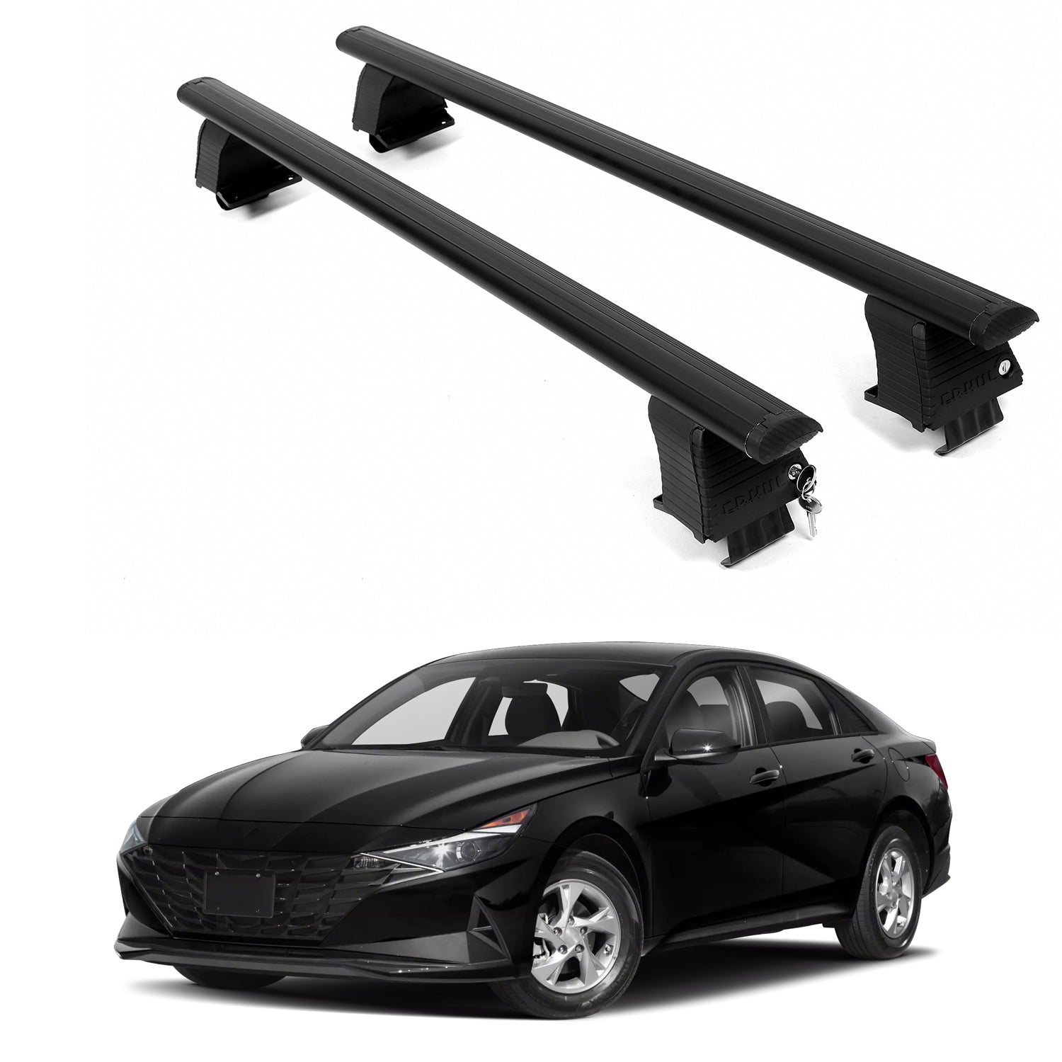 ERKUL Roof Rack Crossbars For HYUNDAI ELANTRA 2021-2026 Naked Roof Aluminum Black