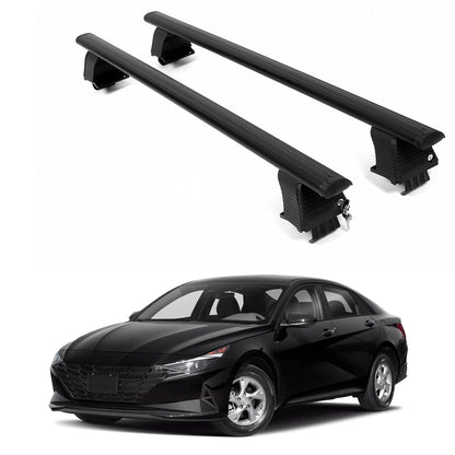 ERKUL Roof Rack Crossbars For HYUNDAI ELANTRA 2021-2026 Naked Roof Aluminum Black