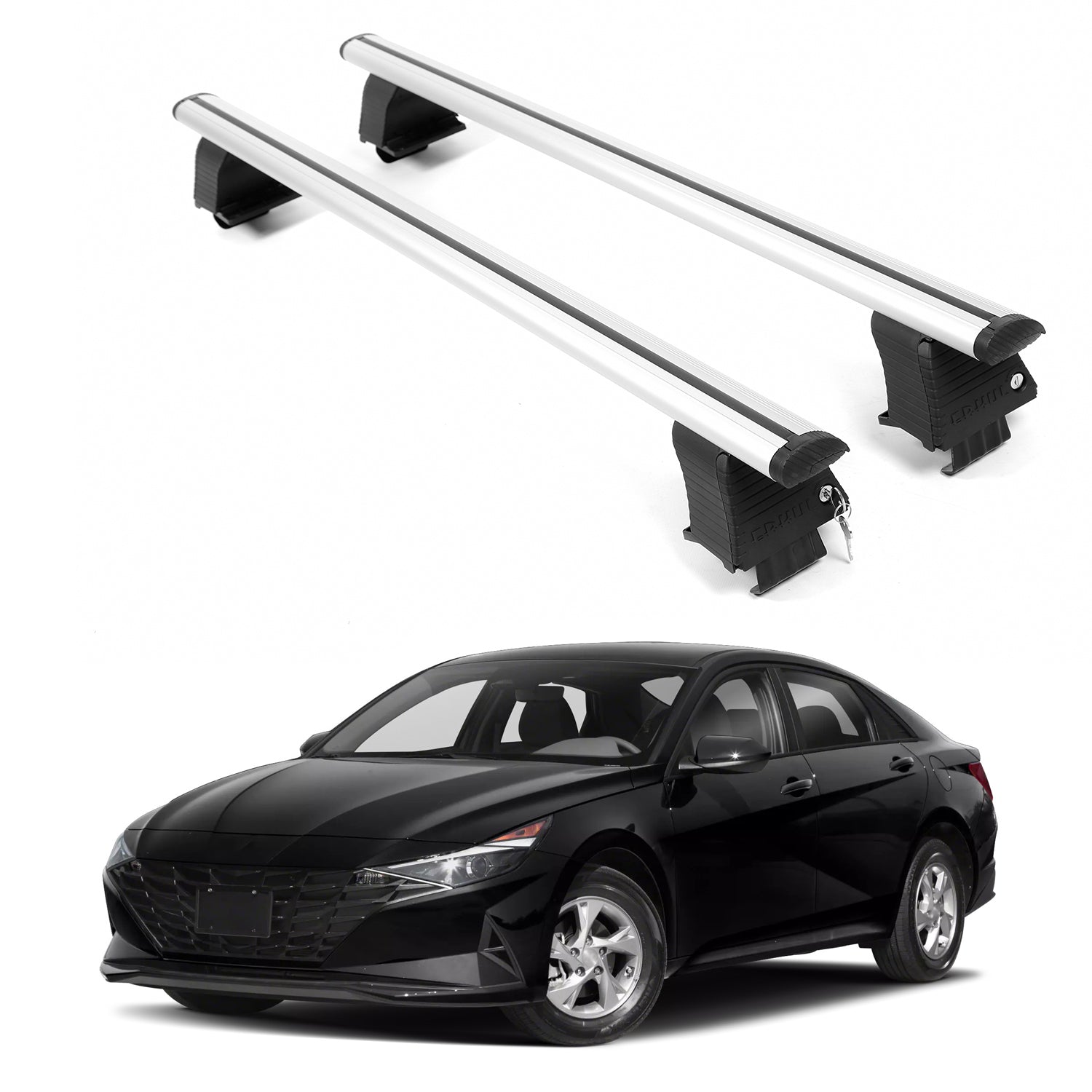 ERKUL Roof Rack Crossbars For HYUNDAI ELANTRA 2021-2026 Naked Roof Aluminum Silver