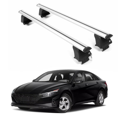 ERKUL Roof Rack Crossbars For HYUNDAI ELANTRA 2021-2026 Naked Roof Aluminum Silver