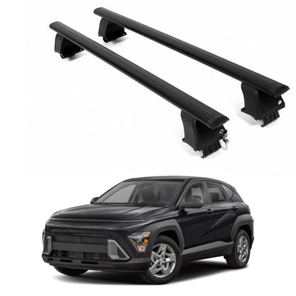 ERKUL Roof Rack Crossbars For HYUNDAI KONA 2024-2026 Naked Roof Aluminum Black