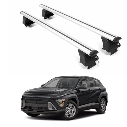 ERKUL Roof Rack Crossbars For HYUNDAI KONA 2024-2026 Naked Roof Aluminum Silver