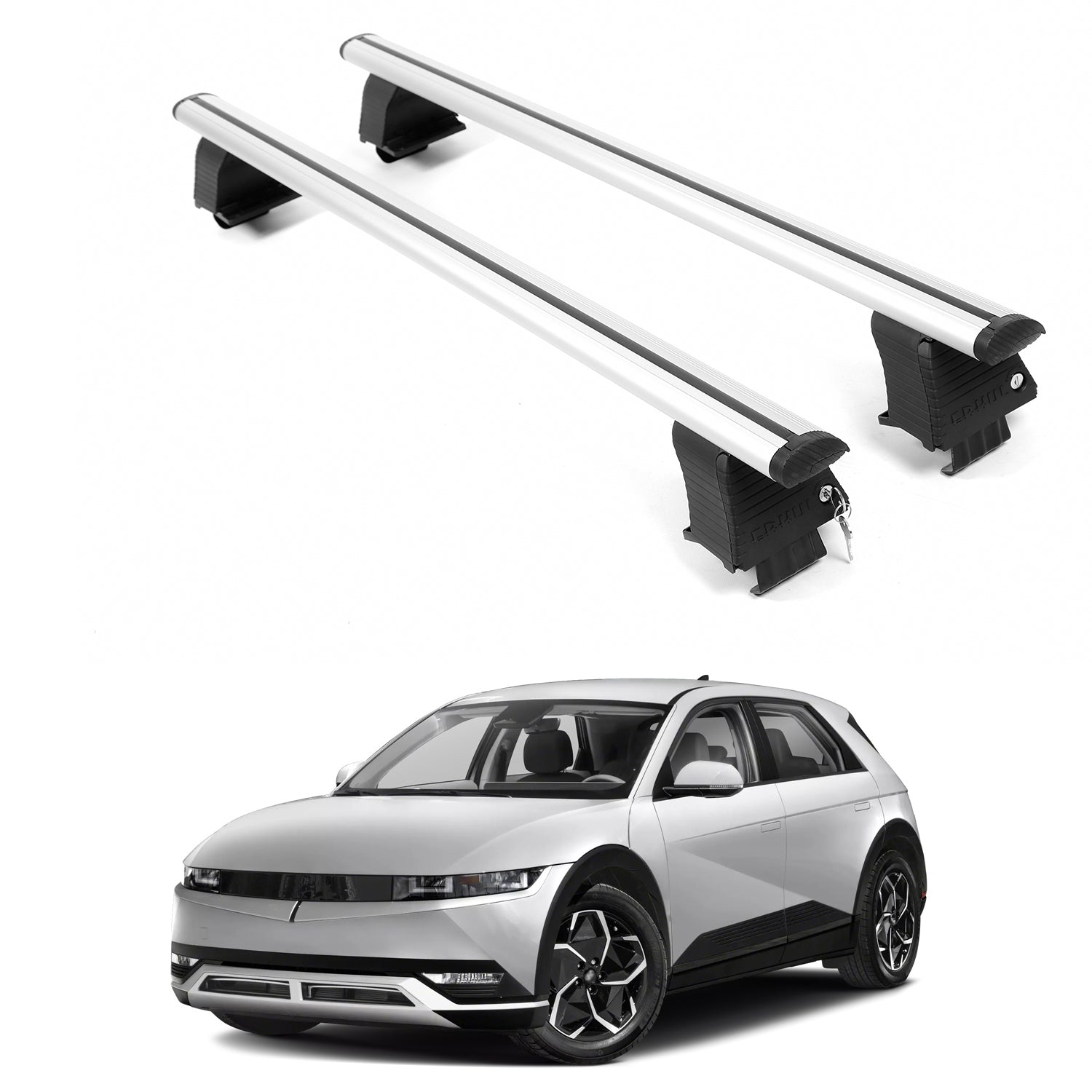 ERKUL Roof Rack Crossbars For HYUNDAI IONIQ 5 2022-2026 Naked Roof Aluminum Silver
