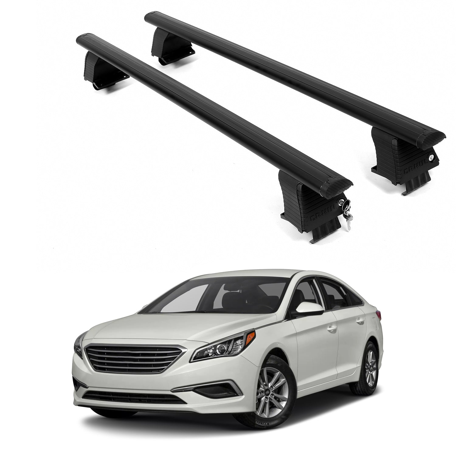 ERKUL Roof Rack Crossbars For HYUNDAI SONATA 2015-2019 Naked Roof Aluminum Black