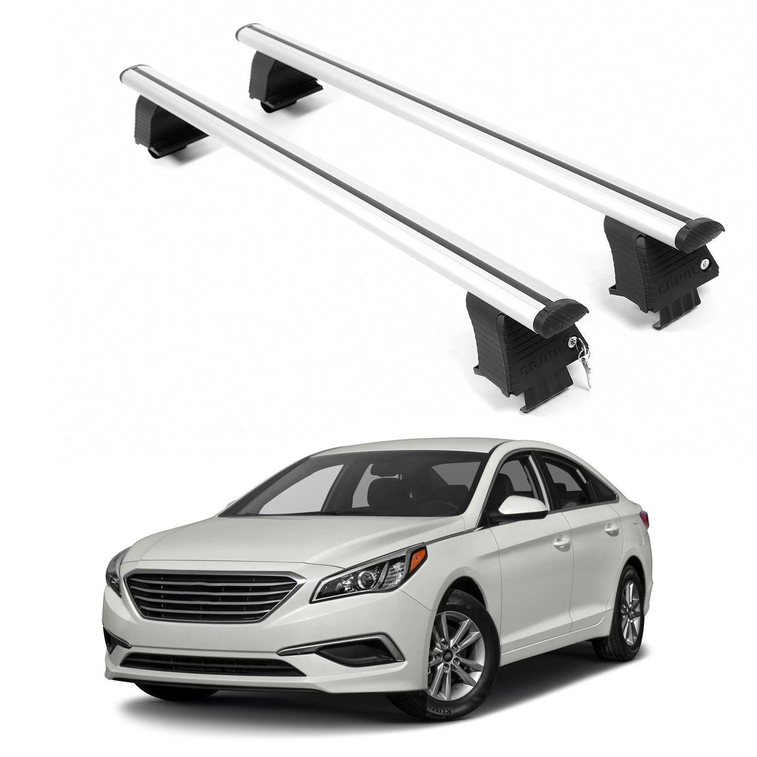ERKUL Roof Rack Crossbars For HYUNDAI SONATA 2015-2019 Naked Roof Aluminum Silver