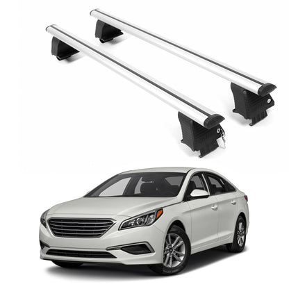 ERKUL Roof Rack Crossbars For HYUNDAI SONATA 2015-2019 Naked Roof Aluminum Silver