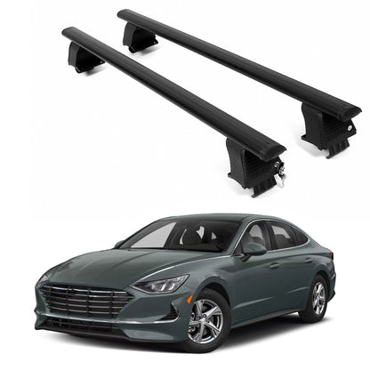 ERKUL Roof Rack Crossbars For HYUNDAI SONATA 2020-2026 Naked Roof Aluminum Black