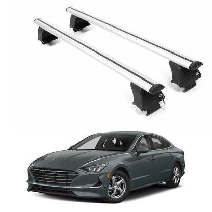 ERKUL Roof Rack Crossbars For HYUNDAI SONATA 2020-2026 Naked Roof Aluminum Silver