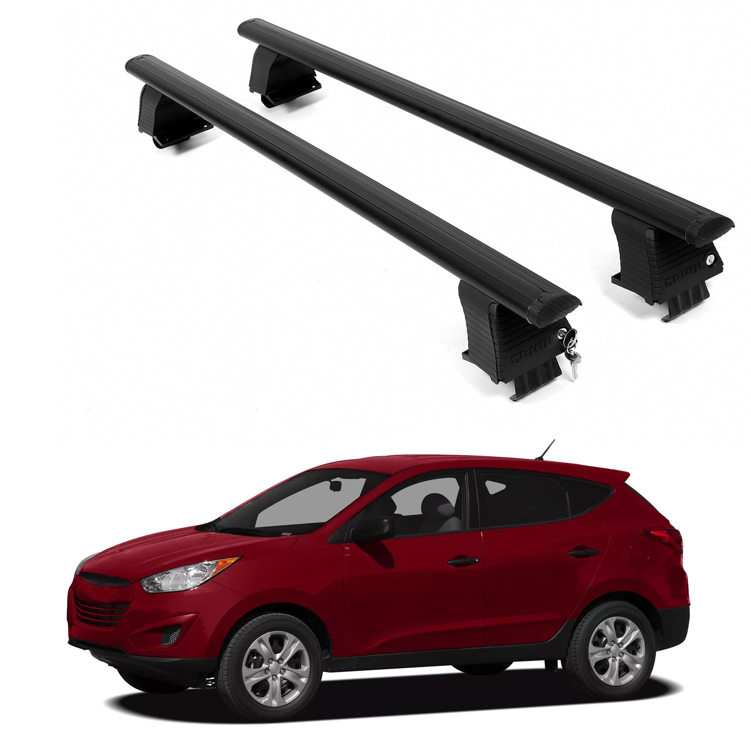 ERKUL Roof Rack Crossbars For HYUNDAI TUCSON 2010-2015 Naked Roof Aluminum Black