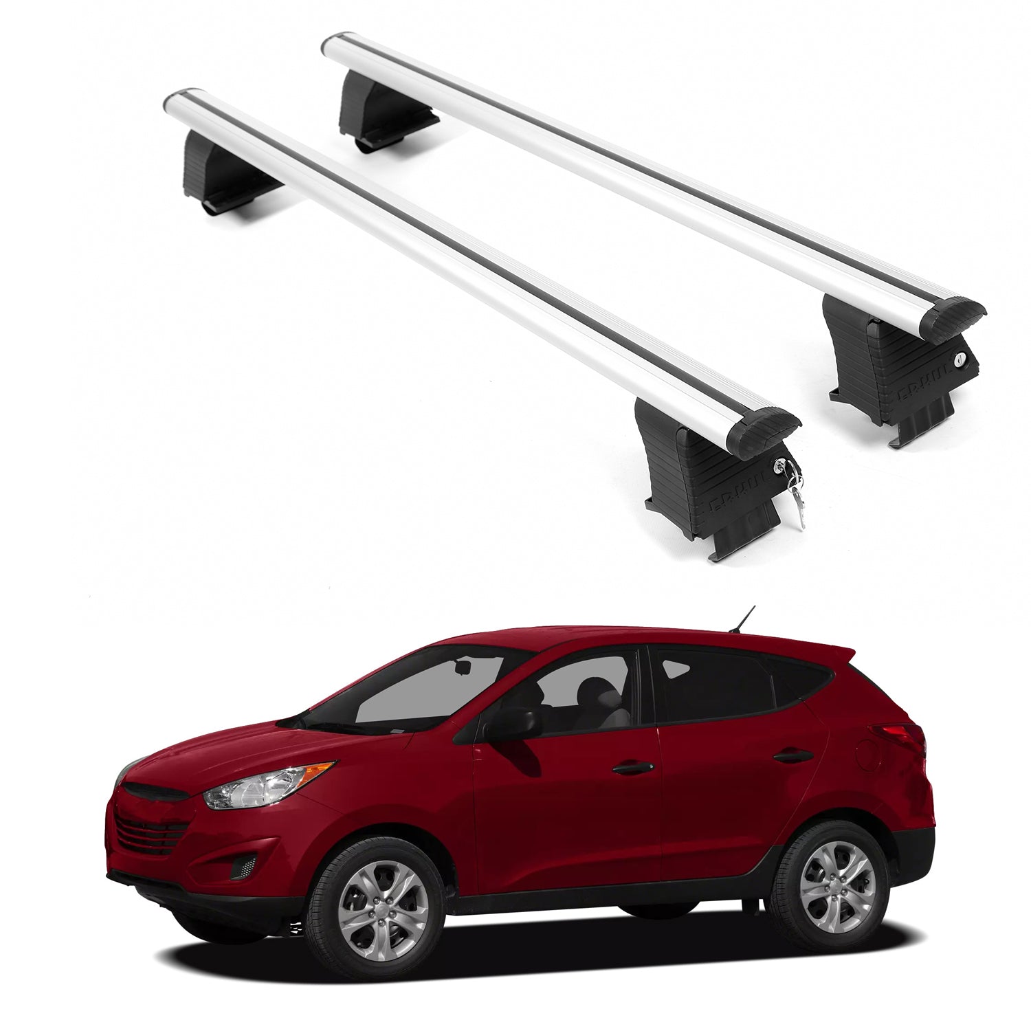 ERKUL Roof Rack Crossbars For HYUNDAI TUCSON 2010-2015 Naked Roof Aluminum Silver