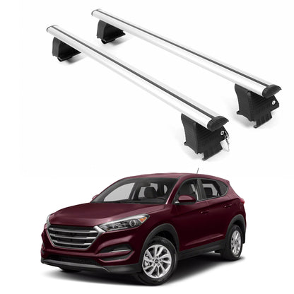 ERKUL Roof Rack Crossbars For HYUNDAI TUCSON 2016-2021 Naked Roof Aluminum Silver