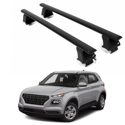 ERKUL Roof Rack Crossbars For HYUNDAI VENUE 2020-2026 Naked Roof Aluminum Black
