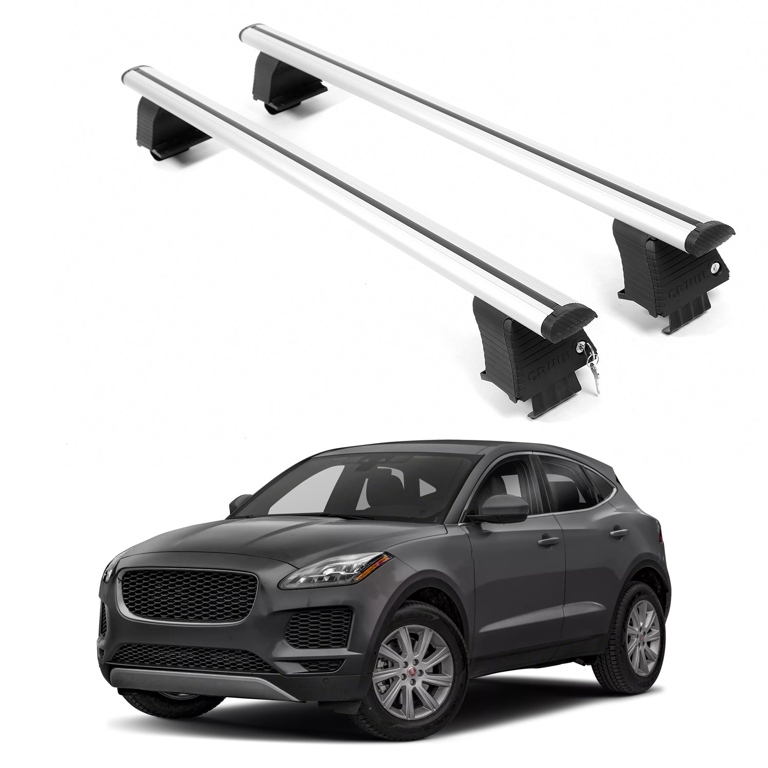 ERKUL Roof Rack Crossbars For JAGUAR E-PACE 2018-2024 Naked Roof Aluminum Silver