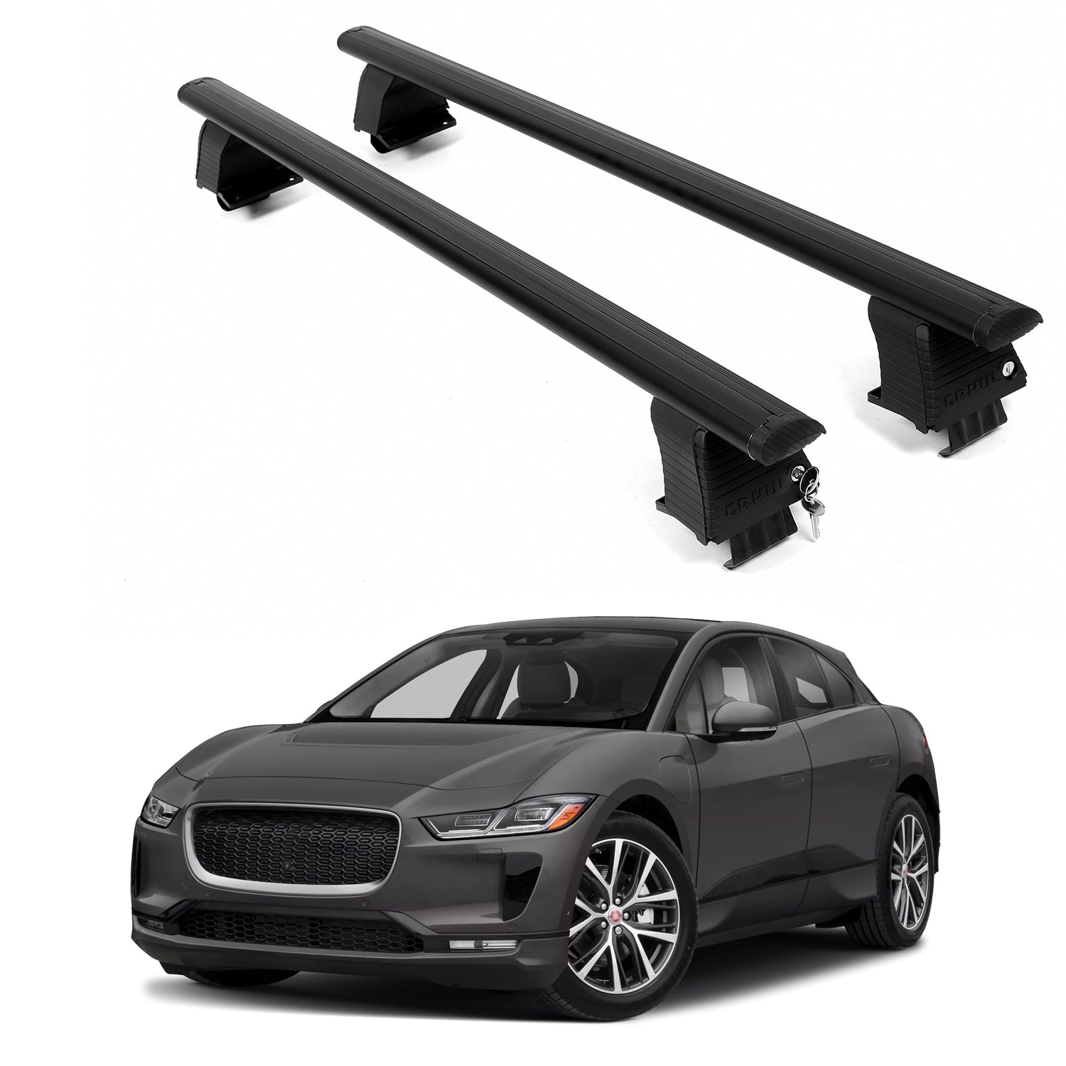 ERKUL Roof Rack Crossbars For JAGUAR I-PACE 2019-2024 Naked Roof Aluminum Black