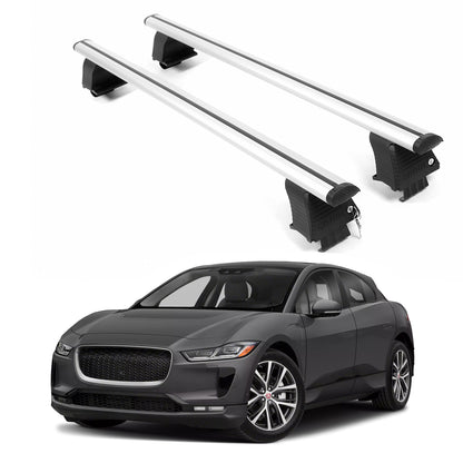 ERKUL Roof Rack Crossbars For JAGUAR I-PACE 2019-2024 Naked Roof Aluminum Silver
