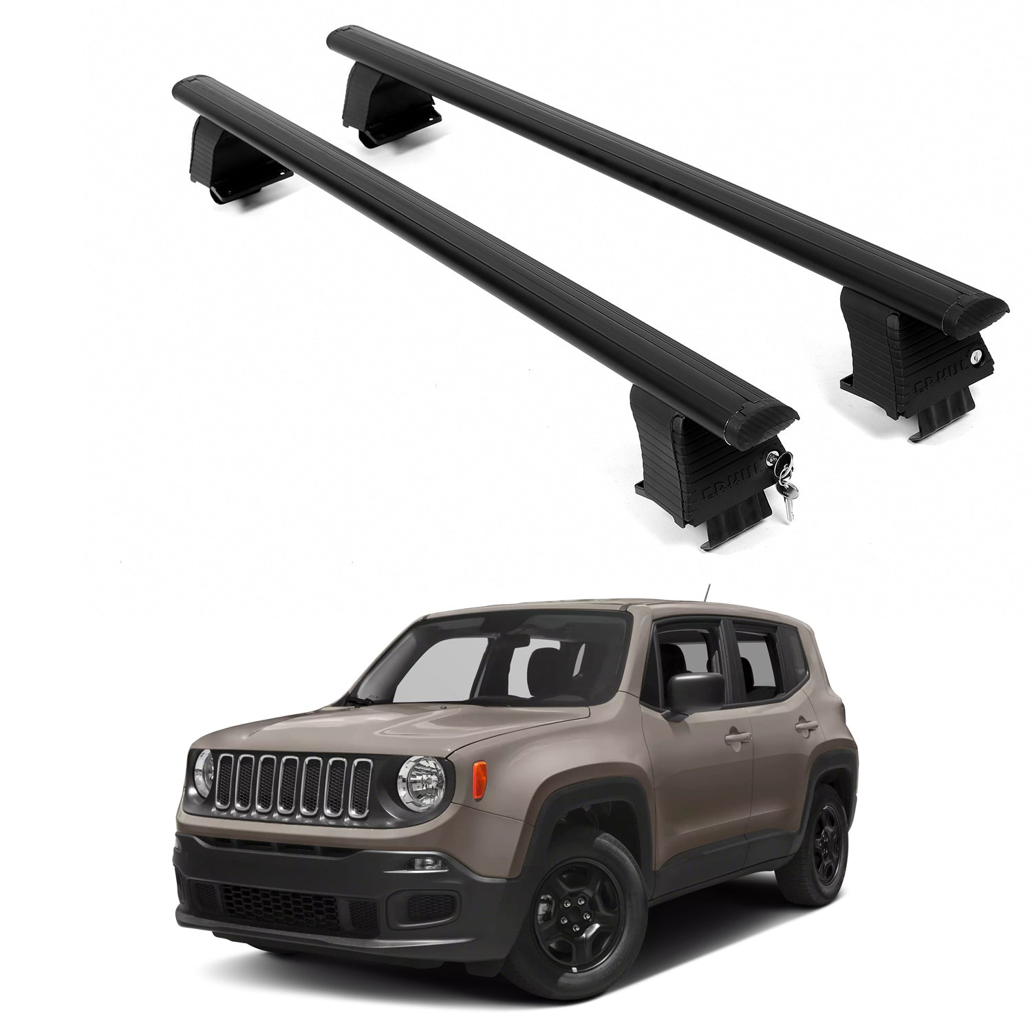 ERKUL Roof Rack Crossbars For JEEP RENEGADE 2015-2023 Naked Roof Aluminum Black