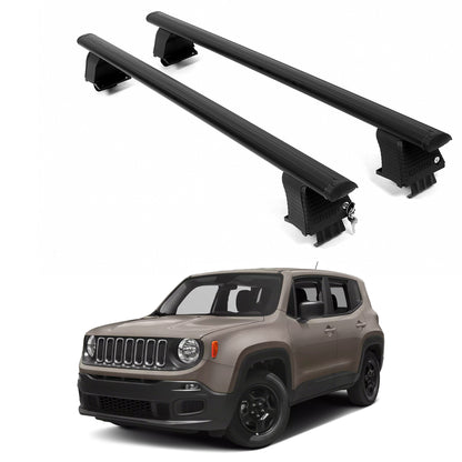 ERKUL Roof Rack Crossbars For JEEP RENEGADE 2015-2023 Naked Roof Aluminum Black