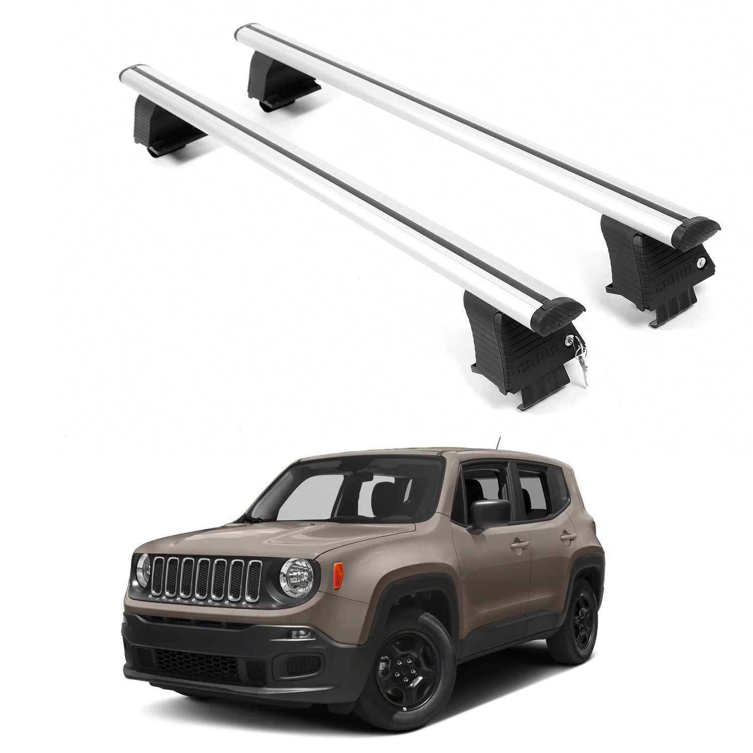 ERKUL Roof Rack Crossbars For JEEP RENEGADE 2015-2023 Naked Roof Aluminum Silver