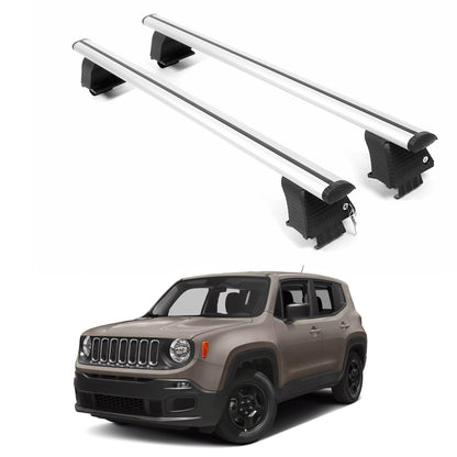 ERKUL Roof Rack Crossbars For JEEP RENEGADE 2015-2023 Naked Roof Aluminum Silver