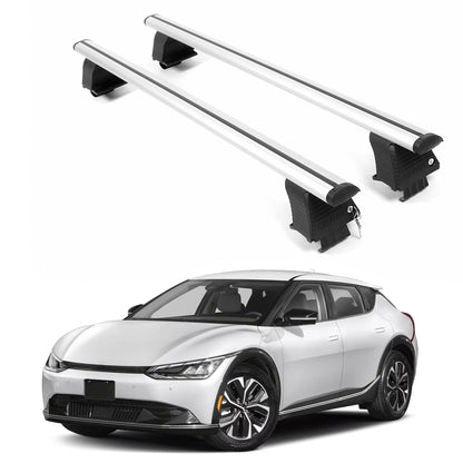 ERKUL Roof Rack Crossbars For KIA EV6 2022-2026 Naked Roof Aluminum Silver