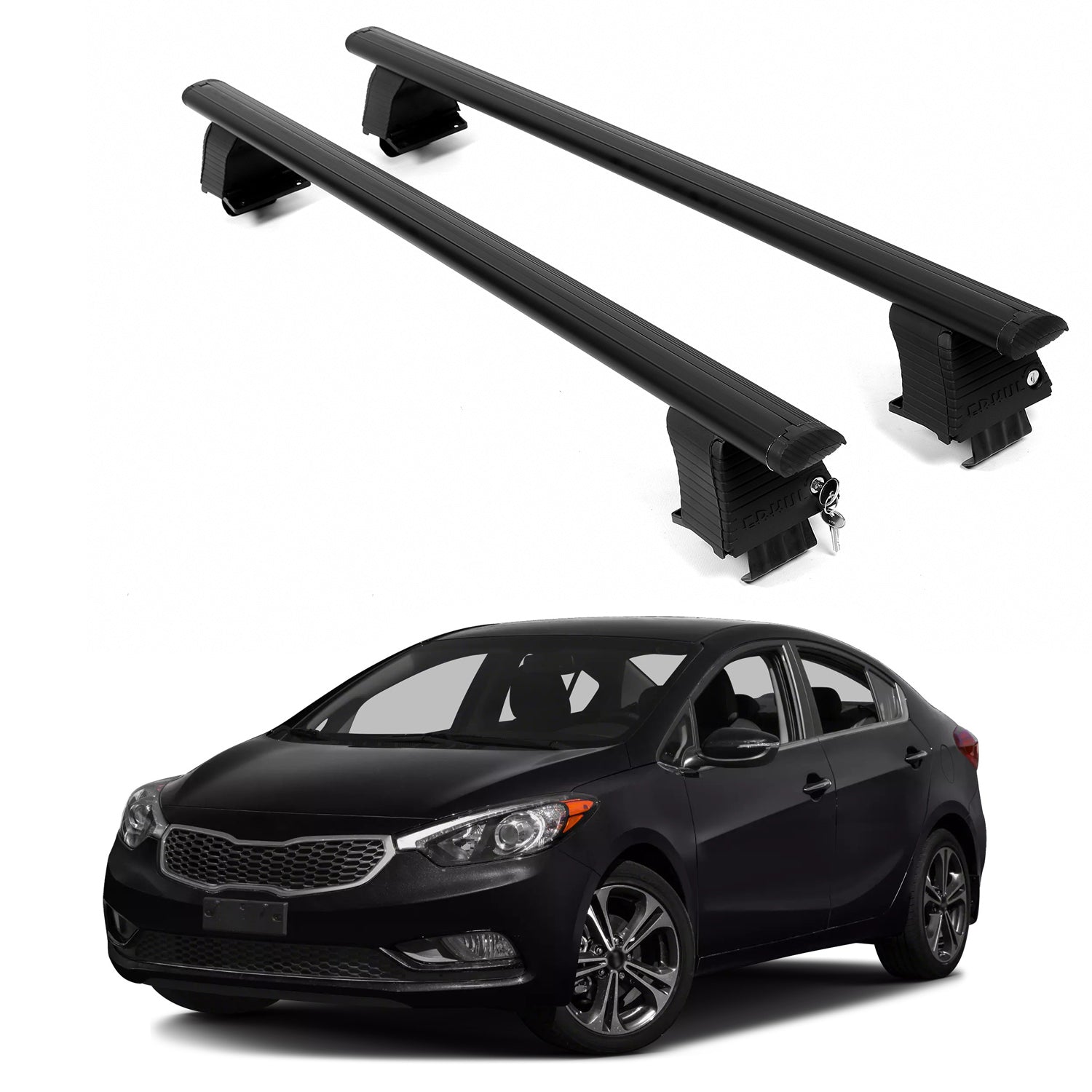 ERKUL Roof Rack Crossbars For KIA FORTE 2014-2018 Naked Roof Aluminum Black