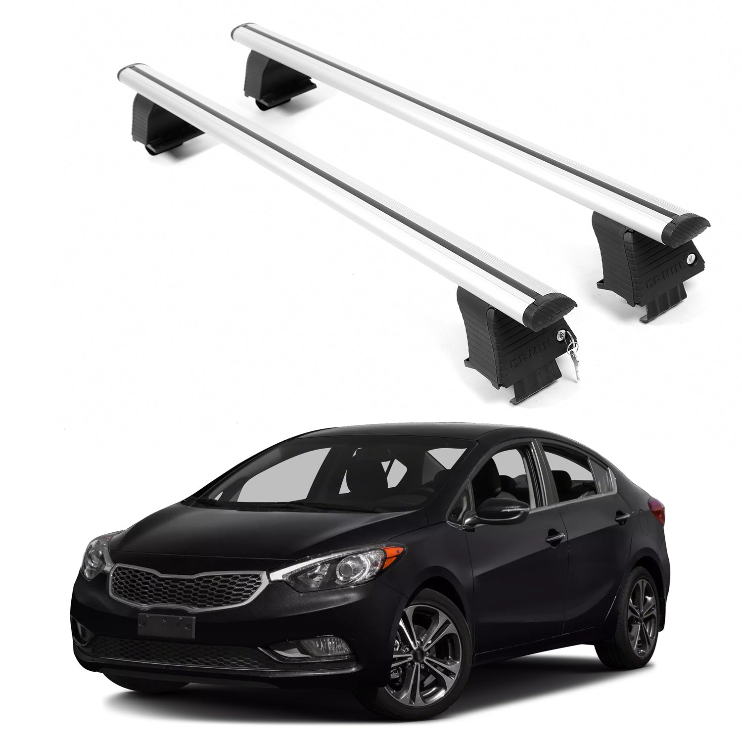 ERKUL Roof Rack Crossbars For KIA FORTE 2014-2018 Naked Roof Aluminum Silver