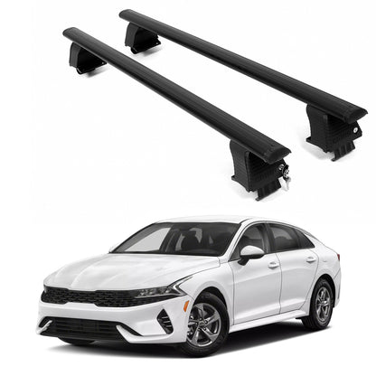 ERKUL Roof Rack Crossbars For KIA K5 2021-2026 Naked Roof Aluminum Black
