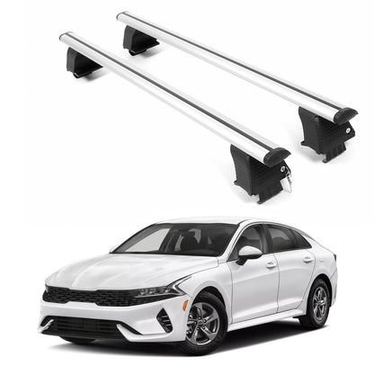 ERKUL Roof Rack Crossbars For KIA K5 2021-2026 Naked Roof Aluminum Silver