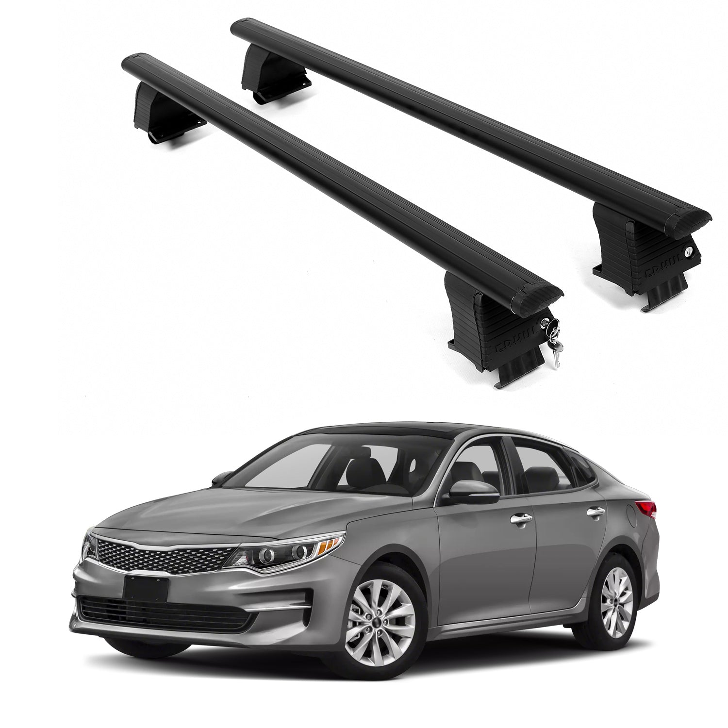 ERKUL Roof Rack Crossbars For KIA OPTIMA 2016-2020 Naked Roof Aluminum Black