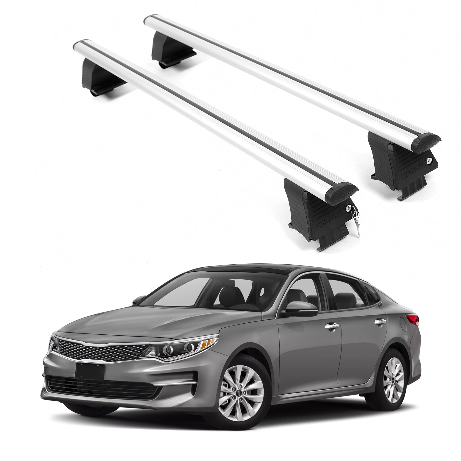 ERKUL Roof Rack Crossbars For KIA OPTIMA 2016-2020 Naked Roof Aluminum Silver