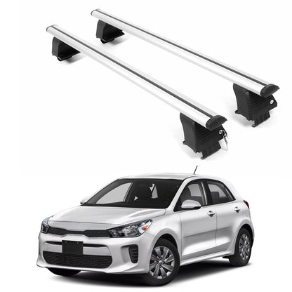 ERKUL Roof Rack Crossbars For KIA RIO 2018-2023 Naked Roof Aluminum Silver