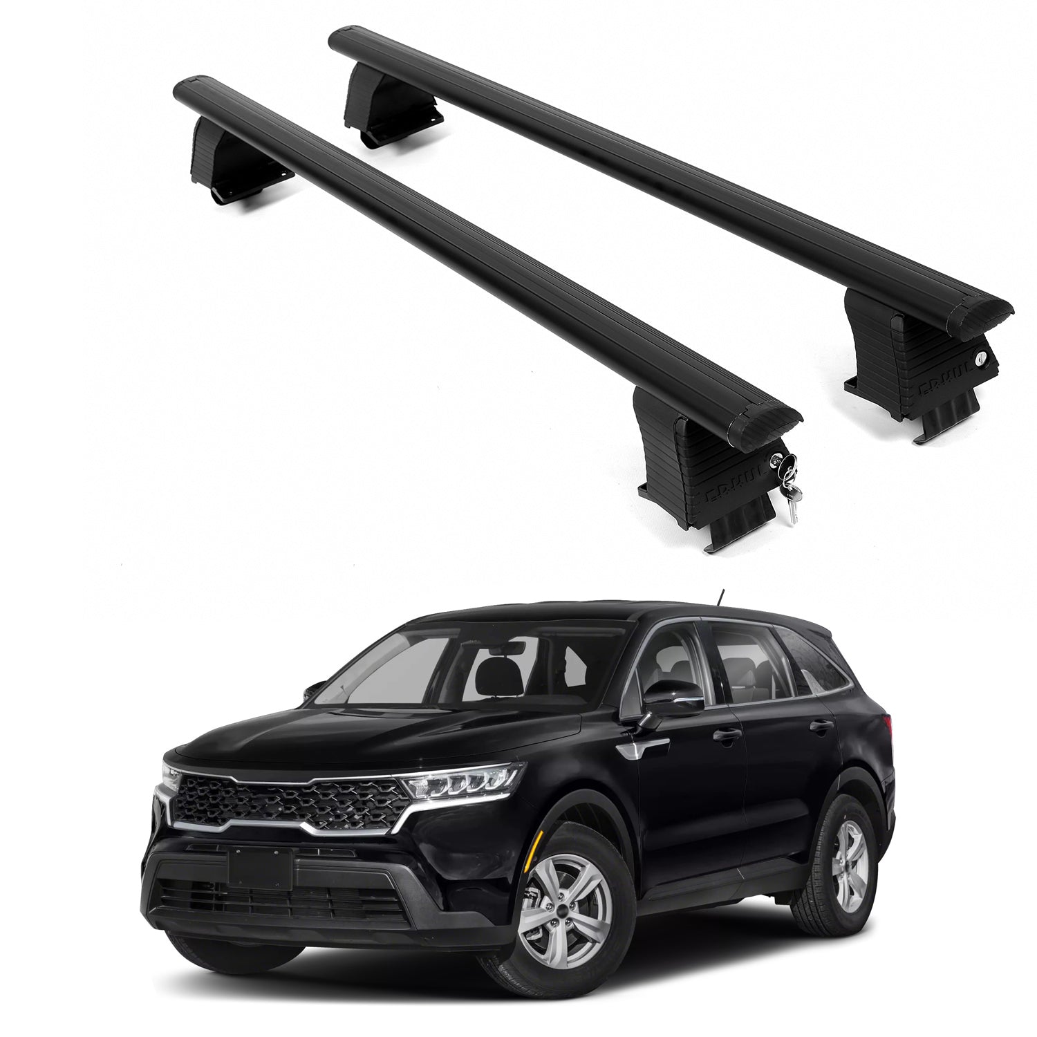 ERKUL Roof Rack Crossbars For KIA SORENTO 2021-2026 Naked Roof Aluminum Black