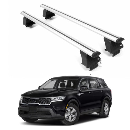 ERKUL Roof Rack Crossbars For KIA SORENTO 2021-2026 Naked Roof Aluminum Silver