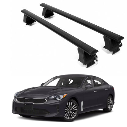 ERKUL Roof Rack Crossbars For KIA STINGER 2018-2023 Naked Roof Aluminum Black