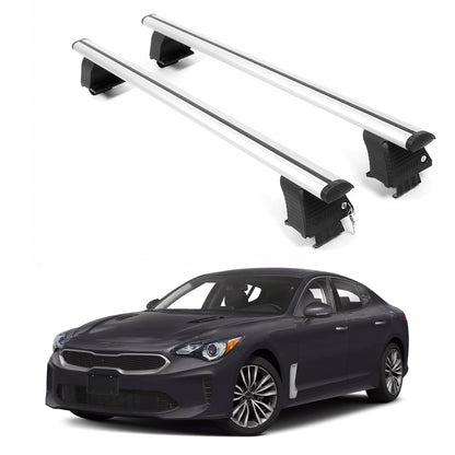 ERKUL Roof Rack Crossbars For KIA STINGER 2018-2023 Naked Roof Aluminum Silver